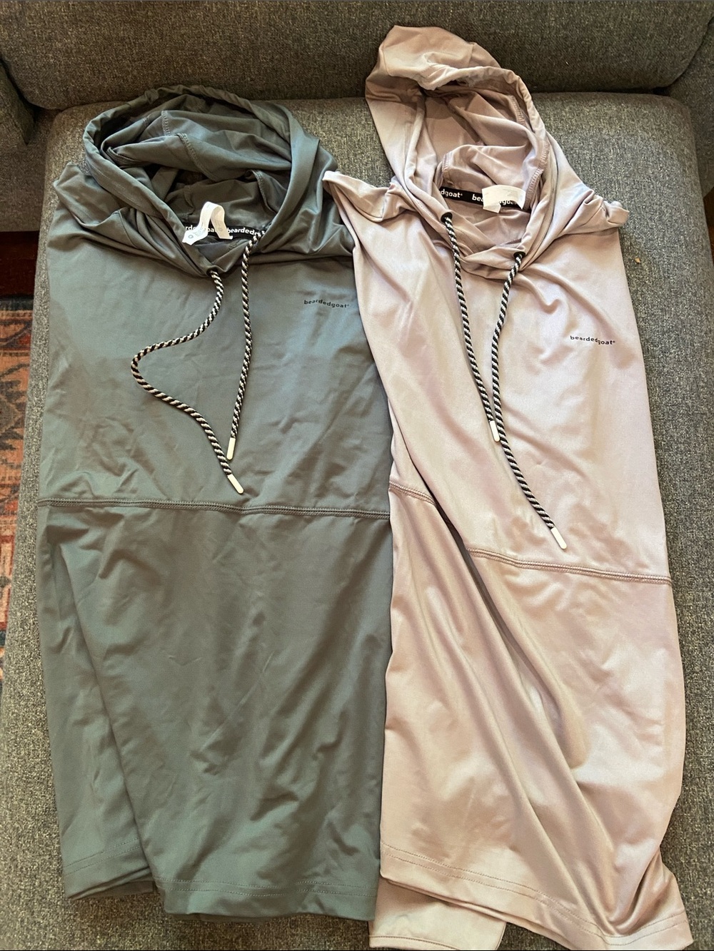 Bearded Goat Sun Hoodie Men’s size M bundle grey and beige